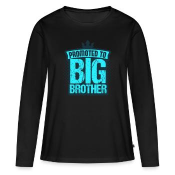 Grand frère - T-shirt manches longues Premium bio Femme - noir - Devant - Julia (174cm)