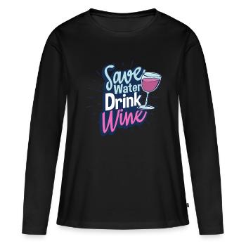 Wein - Frauen Premium Bio Langarmshirt - Schwarz - Vorne - Julia (174cm)
