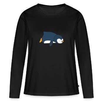 Pinguin - Frauen Premium Bio Langarmshirt - Schwarz - Vorne - Julia (174cm)