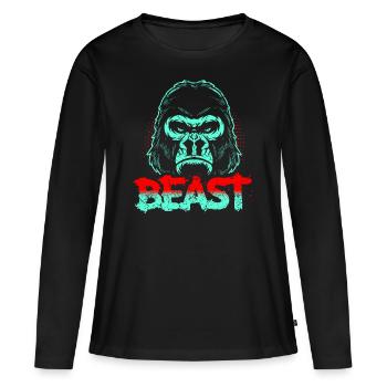 Gorilla Gym Beast - T-shirt manches longues Premium bio Femme - noir - Devant - Julia (174cm)