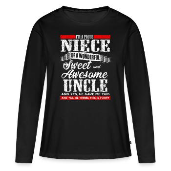 Cadeau pour nièce - T-shirt manches longues Premium bio Femme - noir - Devant - Julia (174cm)