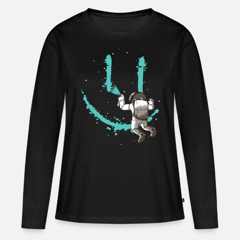 Astronaut - Frauen Premium Bio Langarmshirt - Schwarz