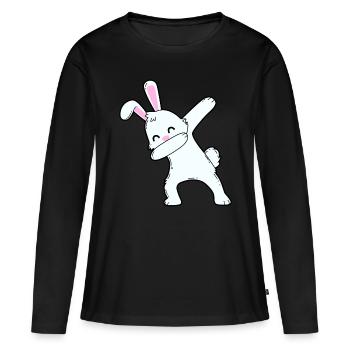 Tamponner le lapin - T-shirt manches longues Premium bio Femme - noir - Devant - Julia (174cm)