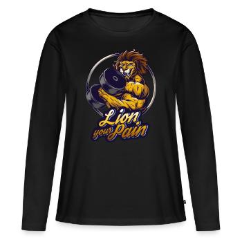 Bodybuilder muscle lion mentir votre douleur en disant - T-shirt manches longues Premium bio Femme - noir - Devant - Julia (174cm)