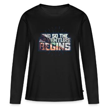 Reise - Frauen Premium Bio Langarmshirt - Schwarz - Vorne - Julia (174cm)