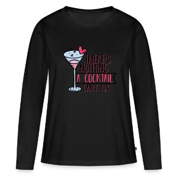 Cocktail - T-shirt manches longues Premium bio Femme - noir - Devant - Julia (174cm)