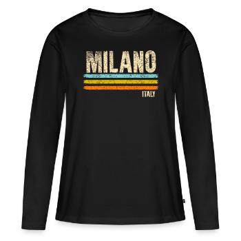 Milan - Women's Premium Organic Long Sleeve Shirt - black - Front - Julia (174cm)