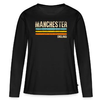Manchester - T-shirt manches longues Premium bio Femme - noir - Devant - Julia (174cm)