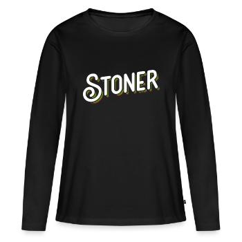 Stoner - high, weed, smoking - T-shirt manches longues Premium bio Femme - noir - Devant - Julia (174cm)