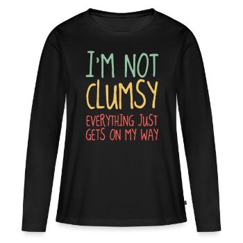 Je ne suis pas maladroit - T-shirt manches longues Premium bio Femme - noir - Devant - Julia (174cm)