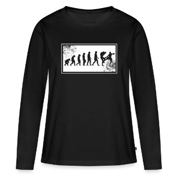 L'évolution du kickboxer - T-shirt manches longues Premium bio Femme - noir - Devant - Julia (174cm)