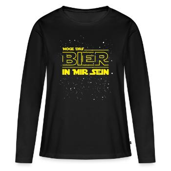 Que la bière en moi fasse sa déclaration - T-shirt manches longues Premium bio Femme - noir - Devant - Julia (174cm)