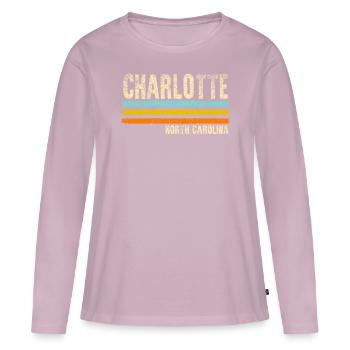 Charlotte Caroline du Nord - T-shirt manches longues Premium bio Femme - rose poudré - Devant - Julia (174cm)