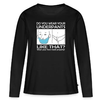 Drôle de rengaine de Corona - T-shirt manches longues Premium bio Femme - noir - Devant - Julia (174cm)