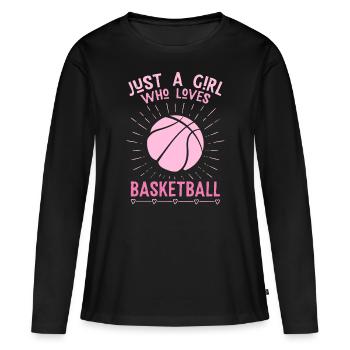 Juste une fille qui aime le basket - T-shirt manches longues Premium bio Femme - noir - Devant - Julia (174cm)