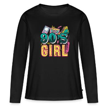 90's Girl - 90s Girl - Women's Premium Organic Long Sleeve Shirt - black - Front - Julia (174cm)