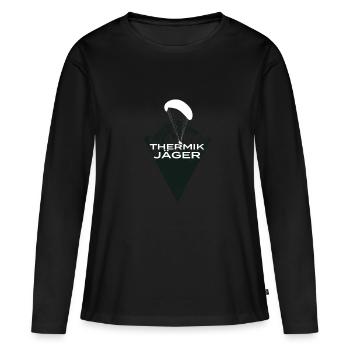 Gleitschirmflieger - Thermik Jäger - Paragleiten - Frauen Premium Bio Langarmshirt - Schwarz - Vorne - Julia (174cm)