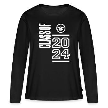Classe de 2024 - École secondaire supérieure - T-shirt manches longues Premium bio Femme - noir - Devant - Julia (174cm)