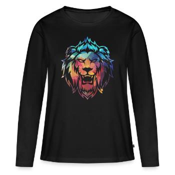 Roaring colorful lion - Women's Premium Organic Long Sleeve Shirt - black - Front - Julia (174cm)