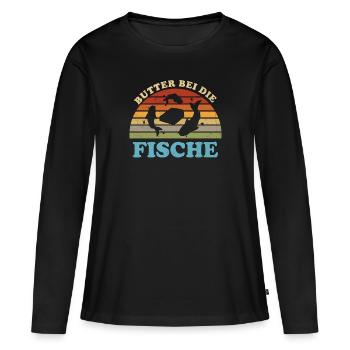 Sprüche Plattdeutsch - Frauen Premium Bio Langarmshirt - Schwarz - Vorne - Julia (174cm)