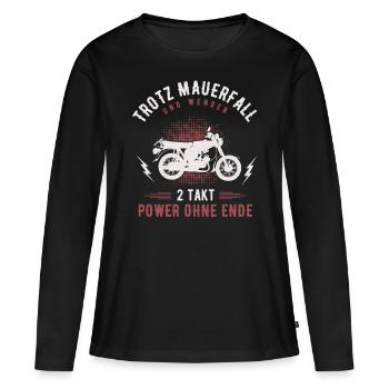 Trotz Mauerfall & Wende 2 Takt Simmi S51 Ostmoped - Frauen Premium Bio Langarmshirt - Schwarz - Vorne - Julia (174cm)