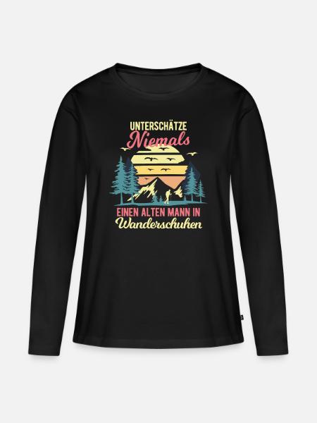 Wandern Wander Wanderer Wanderung Männer - Frauen Premium Bio Langarmshirt - Schwarz