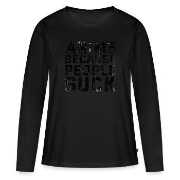 Anime - T-shirt manches longues Premium bio Femme - noir - Devant - Julia (174cm)