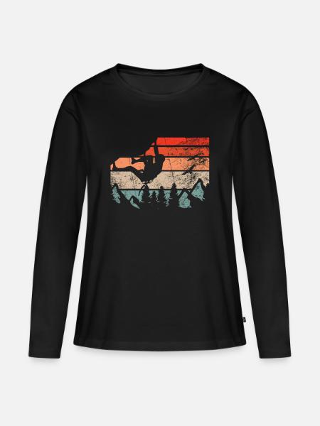 Retro Bouldern Klettern Boulderer Boulder - Frauen Premium Bio Langarmshirt - Schwarz