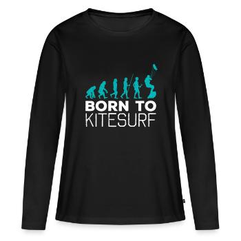 Kitesurfing Evolution Kite Boarding Fan Gift - T-shirt manches longues Premium bio Femme - noir - Devant - Julia (174cm)