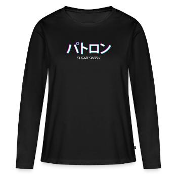 Sugar Daddy Aesthetic Vaporwave Japanese Text - Frauen Premium Bio Langarmshirt - Schwarz - Vorne - Julia (174cm)
