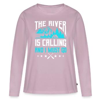 Kayak The River Is Calling And I Must Go - Women's Premium Organic Long Sleeve Shirt - dusky pink - Front - Julia (174cm)