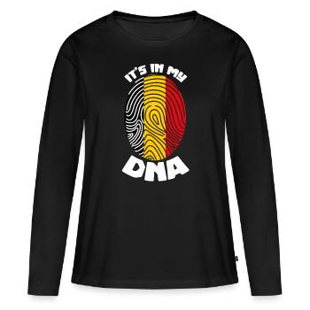 Belgique drapeau belge ADN belge - T-shirt manches longues Premium bio Femme - noir - Devant - Julia (174cm)