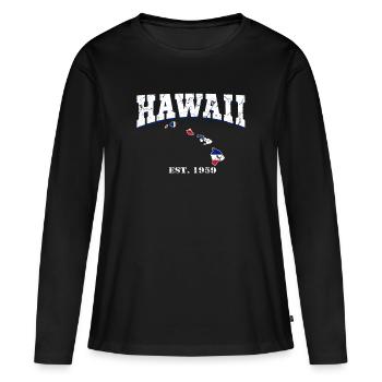Hawaï - T-shirt manches longues Premium bio Femme - noir - Devant - Julia (174cm)