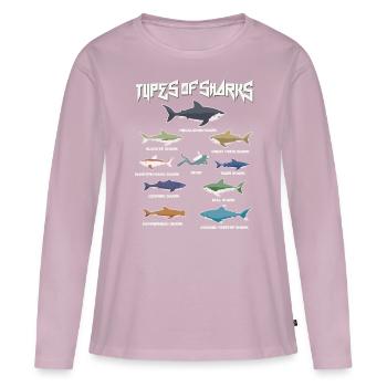 Types of sharks, Megaldon, Black Tip, Tiger Shark - Women's Premium Organic Long Sleeve Shirt - dusky pink - Front - Julia (174cm)