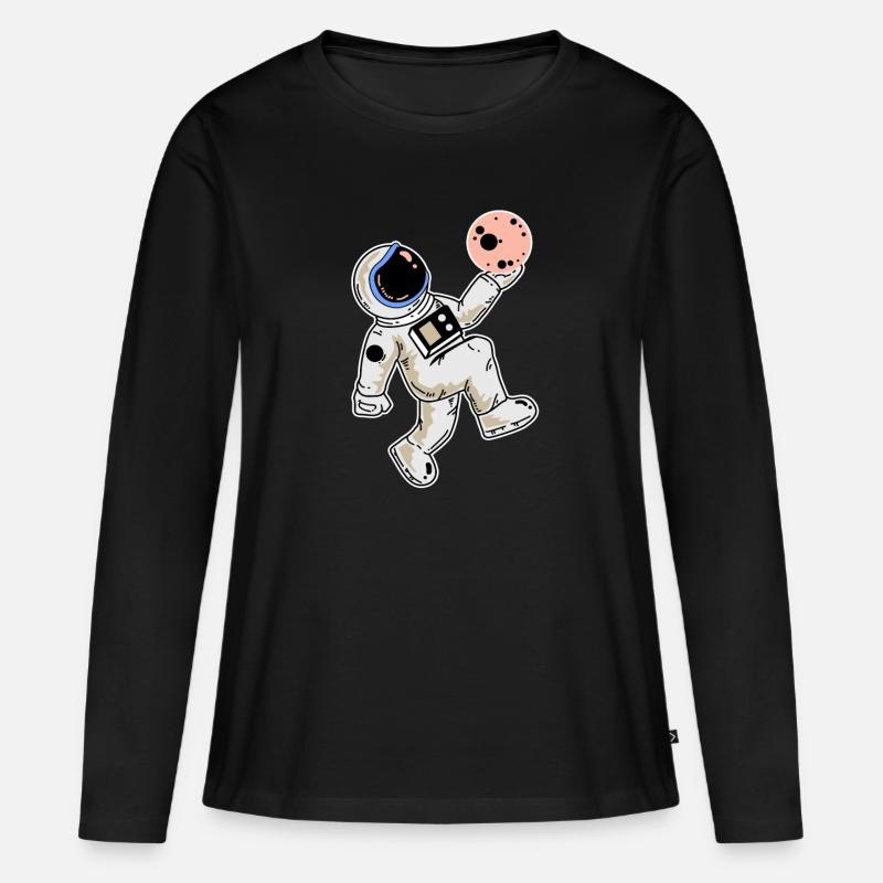 Astronaut Planet - Frauen Premium Bio Langarmshirt - Schwarz