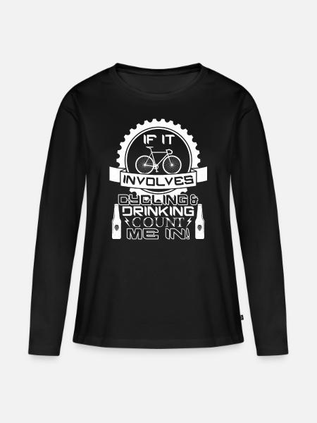 Cycling And Drinking - Frauen Premium Bio Langarmshirt - Schwarz