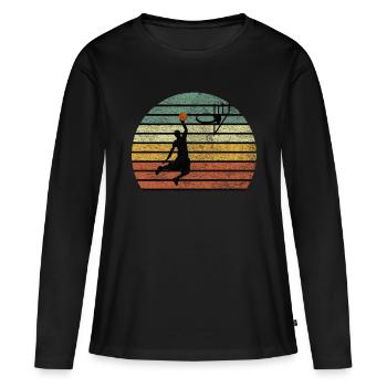 Basket-ball rétro Vintage Slam Dunk cadeau - T-shirt manches longues Premium bio Femme - noir - Devant - Julia (174cm)