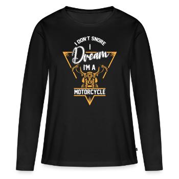 Je ne ronfle pas, je suis un motard - T-shirt manches longues Premium bio Femme - noir - Devant - Julia (174cm)