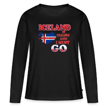 Islande - T-shirt manches longues Premium bio Femme - noir - Devant - Julia (174cm)