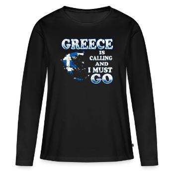 Grèce - T-shirt manches longues Premium bio Femme - noir - Devant - Julia (174cm)