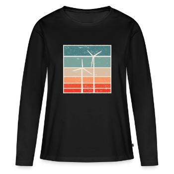 Graphique de puissance éolienne éolienne éolienne - T-shirt manches longues Premium bio Femme - noir - Devant - Julia (174cm)