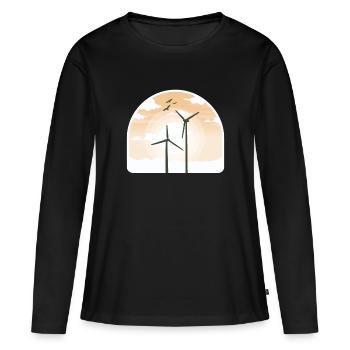 Graphique de puissance éolienne éolienne éolienne - T-shirt manches longues Premium bio Femme - noir - Devant - Julia (174cm)