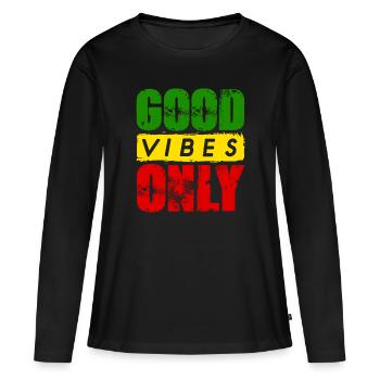 bonnes vibrations uniquement reggae Rasta Dub - T-shirt manches longues Premium bio Femme - noir - Devant - Julia (174cm)