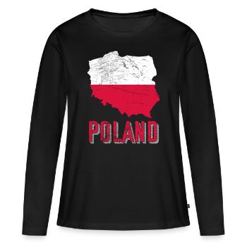Pologne - T-shirt manches longues Premium bio Femme - noir - Devant - Julia (174cm)