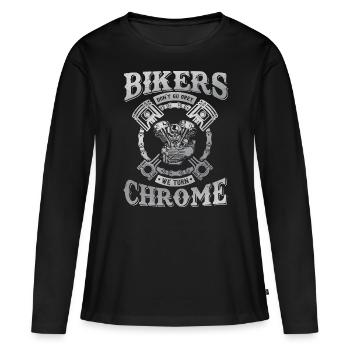 Motocycliste Cadeau Biker & Chrome - T-shirt manches longues Premium bio Femme - noir - Devant - Julia (174cm)