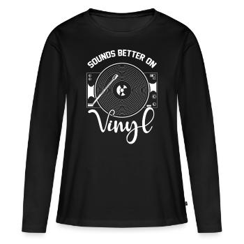 Un son meilleur sur un disque vinyle DJ - T-shirt manches longues Premium bio Femme - noir - Devant - Julia (174cm)