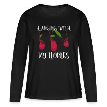 Carnivorous Plant Nepenthes Hanging With My Homies - Frauen Premium Bio Langarmshirt - Schwarz - Vorne - Julia (174cm)