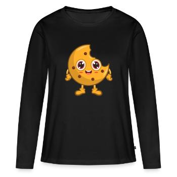 Biscuit aux biscuits - T-shirt manches longues Premium bio Femme - noir - Devant - Julia (174cm)