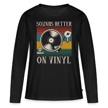 Sonne mieux sur un cadeau DJ Audiophile en vinyle - T-shirt manches longues Premium bio Femme - noir - Devant - Julia (174cm)