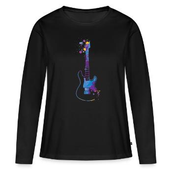 Guitar Splash Guitar Player Gift Guitare électrique - T-shirt manches longues Premium bio Femme - noir - Devant - Julia (174cm)